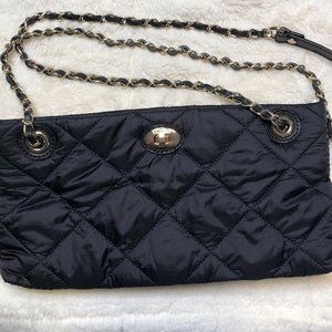 DKNYC blk quilt nylon bag gold chain & details, preowned & loved, GUC